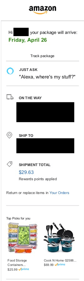 Amazon Order Confirmation Email | Evok Advertising