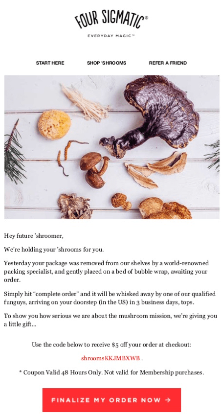 Four Sigmatic Abandoned Cart Email | Evok Advertising