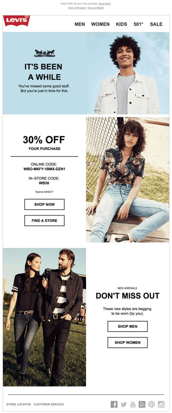 Levis We Miss You Email | Evok Advertising